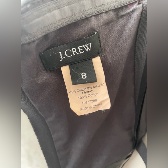 J.Crew Charcoal Grey Crinkled Metallic Strapless cotton Taryn Dress Size 8 - Picture 6 of 11